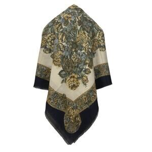 Vintage Tie Rack Art Of The Scarf Floral Baroque Square Scarf 47” 120cm Italy